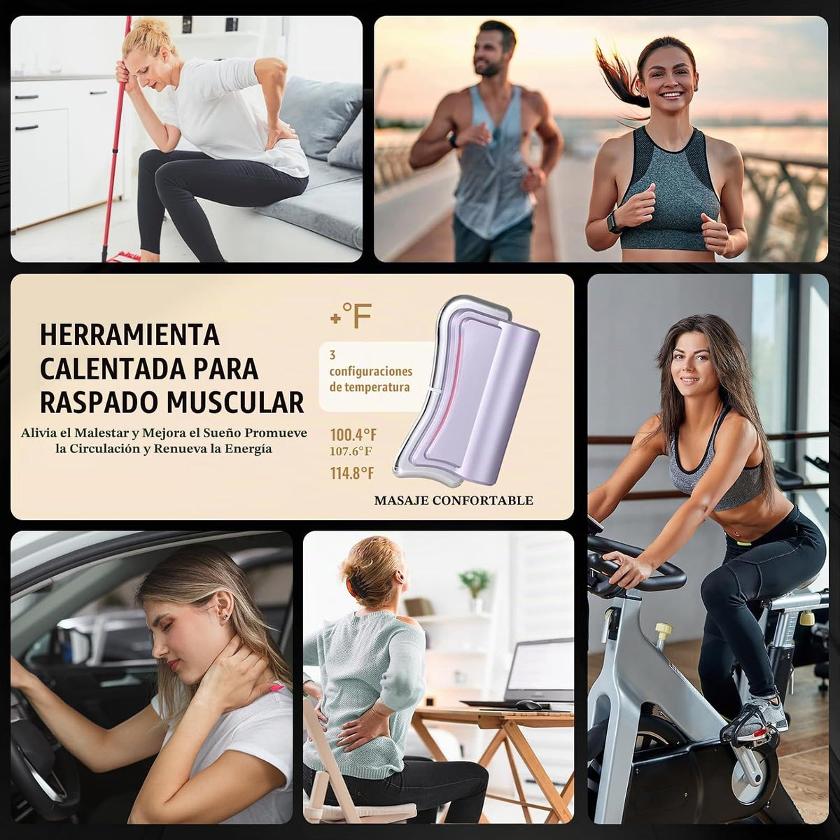 Herramienta raspadora muscular eléctrica Upgrad 2026 para cuerpo completo, masaje, calefacción, relajación y cuidado de la piel, 4 modos, 3 niveles, multifuncional, herramienta Gua Sha