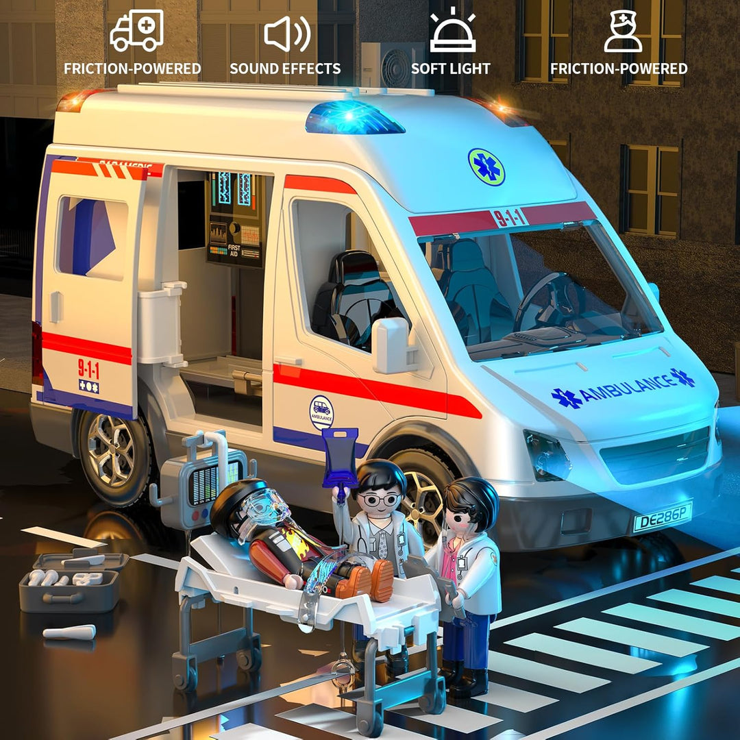Doloowee Camión de juguete de ambulancia para niños de 3 a