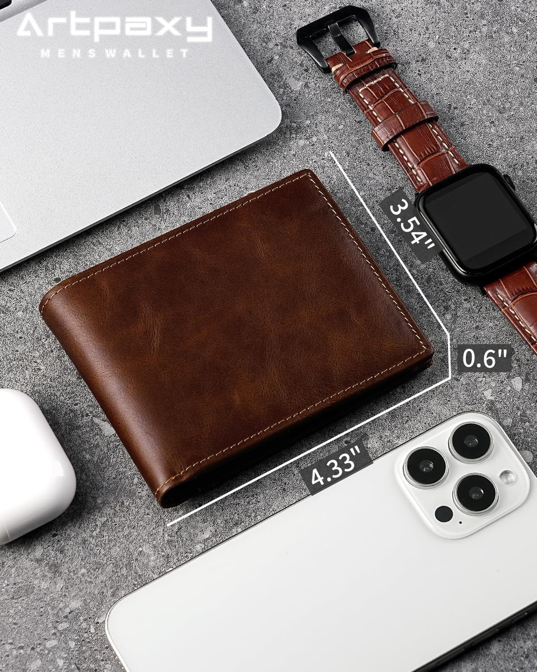 Artpaxy Billetera Bifold plegable para hombre de cuero genuino con...