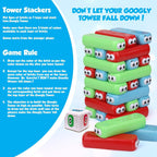 Point Games Googly Tower - Juego de torre apilable con diseño divertido, rompecabezas de desarrollo e interactivo, habilidades estabilizadoras de pruebas, a partir de 3 años