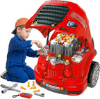 Qaba Camión motor juguete con luces, sonidos, volante para niños 3+, rojo