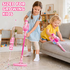 Set de 4 en 1 para niños: aspiradora de juguete para juego de simulación (Color Metálico Rosa)