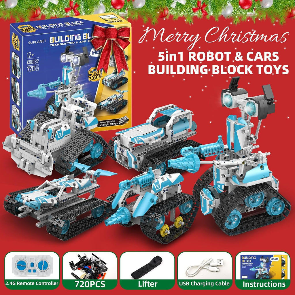 Robot STEM para niños de 8 a 14 años, juguetes robot programables con control remoto 5 en 1 y APP - Kit educativo de ciencias de construcción DIY de 720 piezas, regalo de cumpleaños de