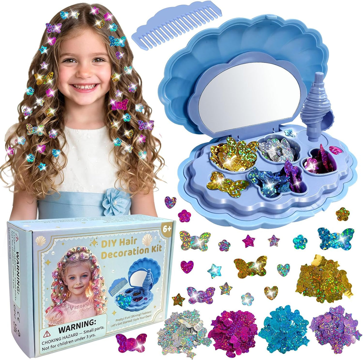 AOSITE Kit de sellado de gemas para el cabello para niñas de 3 a 12 años