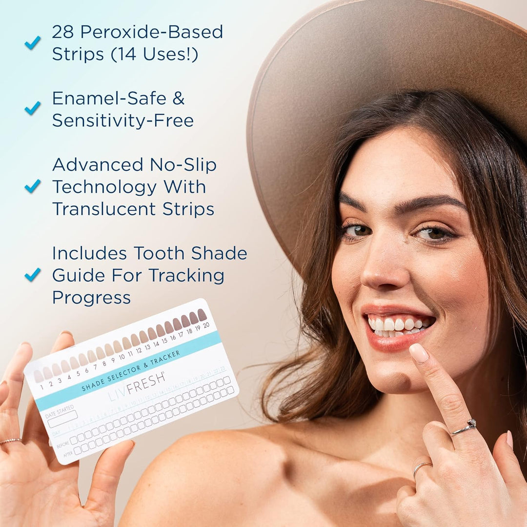 LIVFRESH Tiras blanqueadoras de dientes, 28 tiras, 14 tratamientos,...