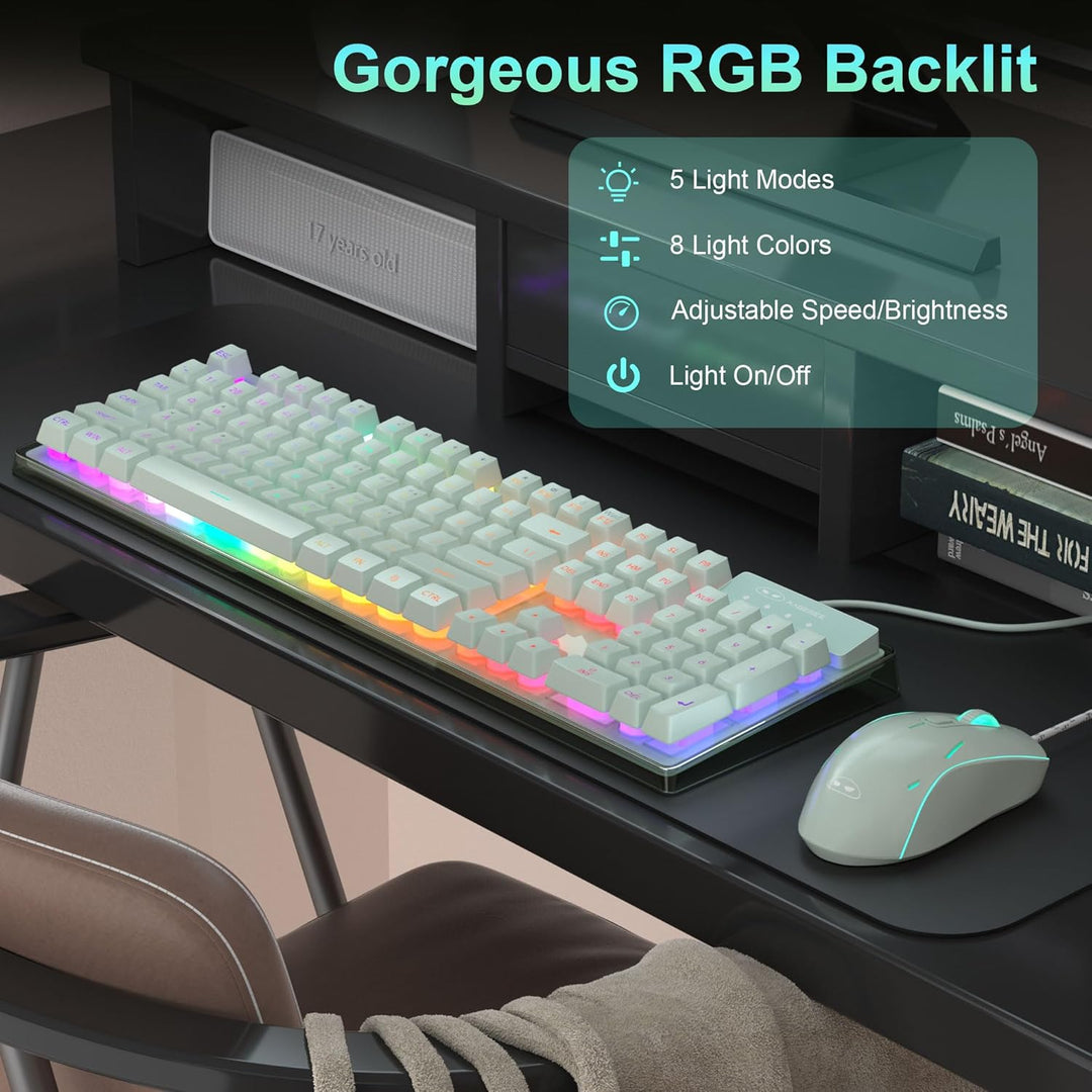 Combo de teclado y mouse para juegos, teclado K1 con retroiluminaci...