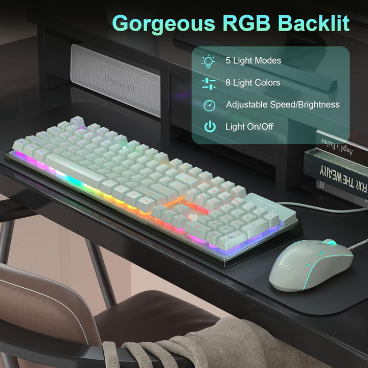 Combo de teclado y mouse para juegos, teclado K1 con retroiluminaci...