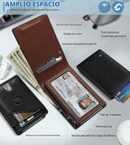 Cartera para hombre, tarjetero desplegable delgado con bloqueo RFID, billetera plegable minimalista con 9 ranuras para tarjetas, ventana de identificación y bolsillo para efectivo, funda de