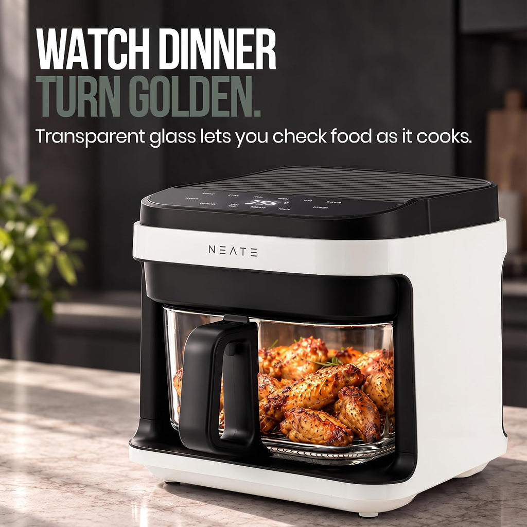 5.8QT Air Fryer | 8-en-1 Preset Cook Modes | Cook Steak, Chicken, Fish, Veggies, Fries & más | Temperature & Timer Control | blanco