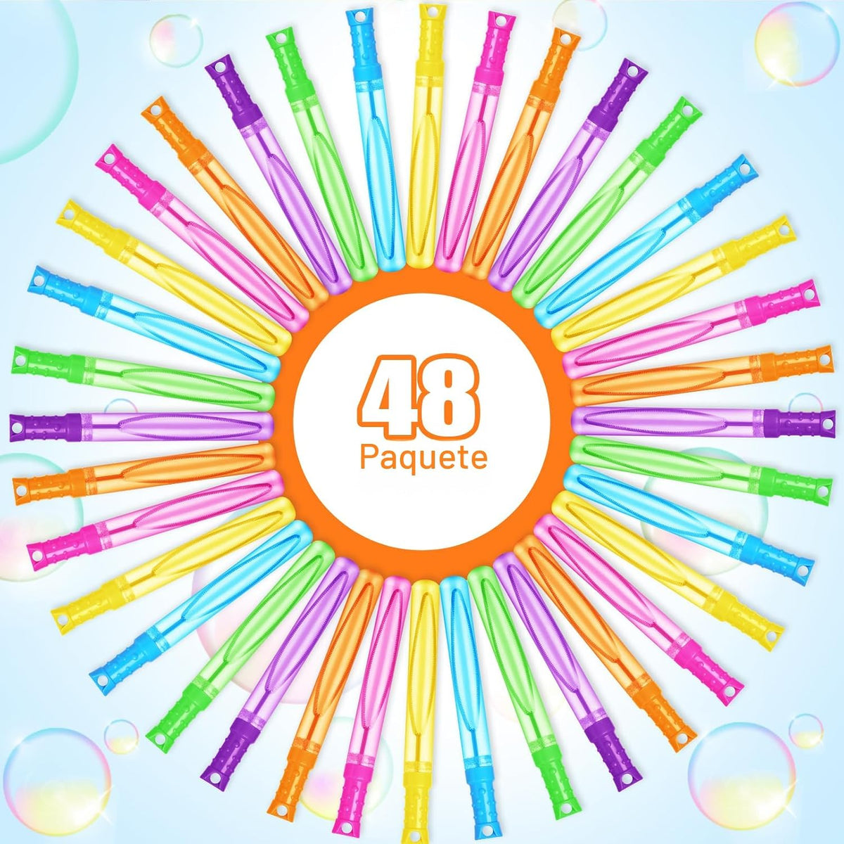 48 piezas de varitas para hacer burbujas, varitas para burbujas al por mayor, suministro de recuerdos de fiesta de burbujas para actividades de verano en interiores y exteriores