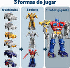 Juguetes magnéticos de robot de coche para niños, 6 vehículos que