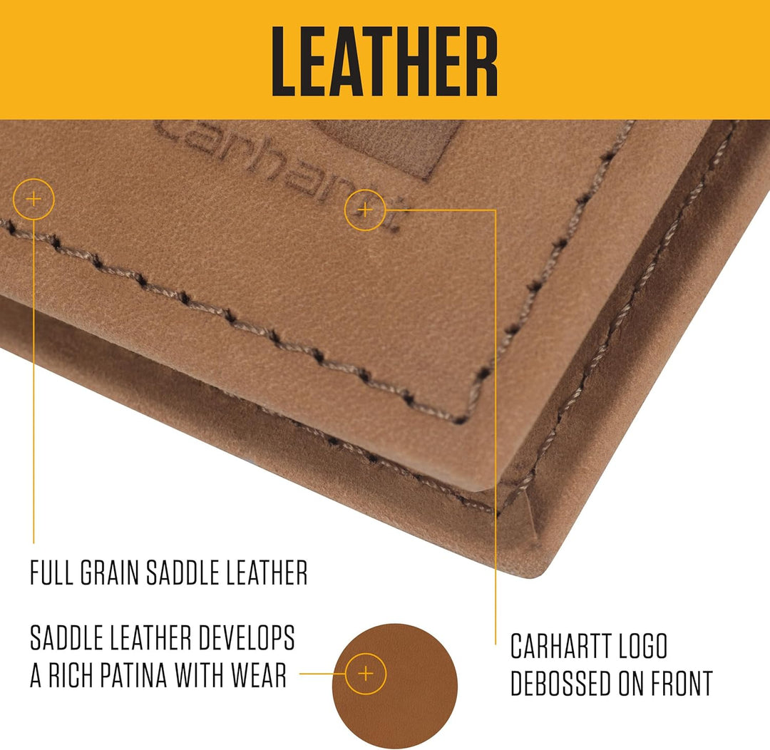 Carhartt Men's Casual Saddle Leather Wallets, Available in Mult...