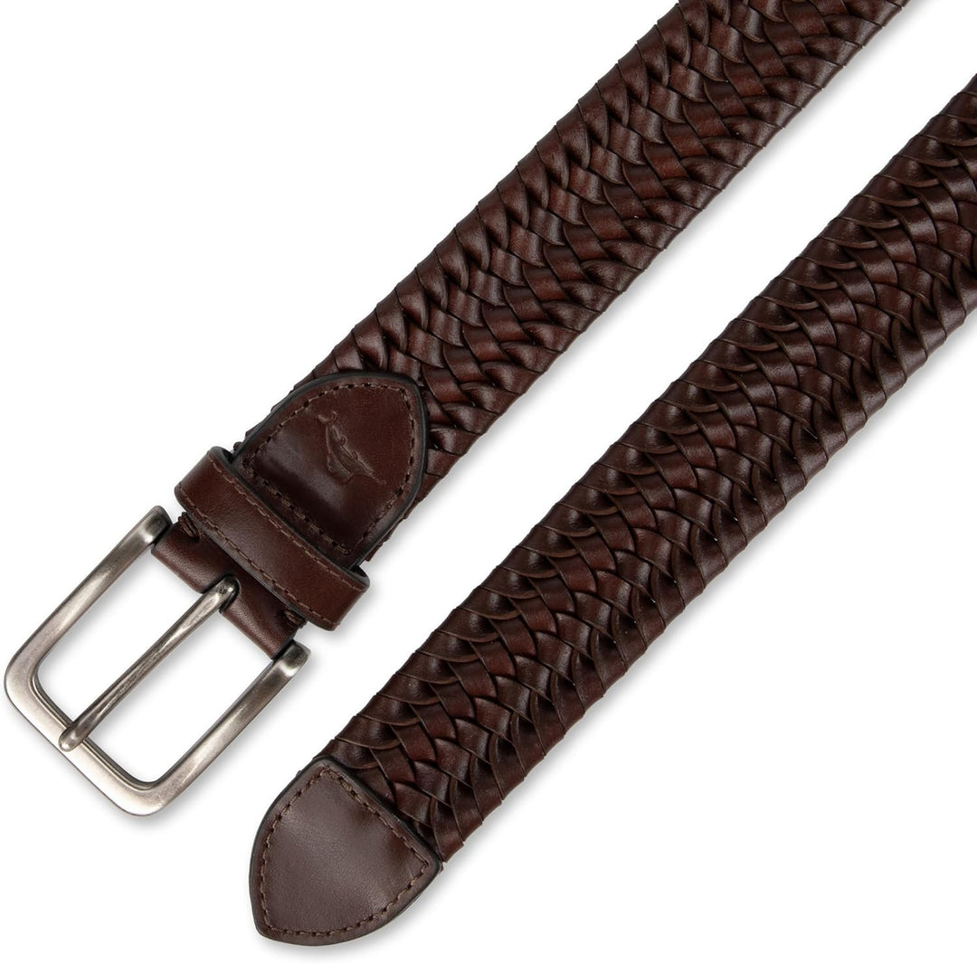 Tommy Bahama Cinturón de cuero trenzado para hombre, diseño elástic...