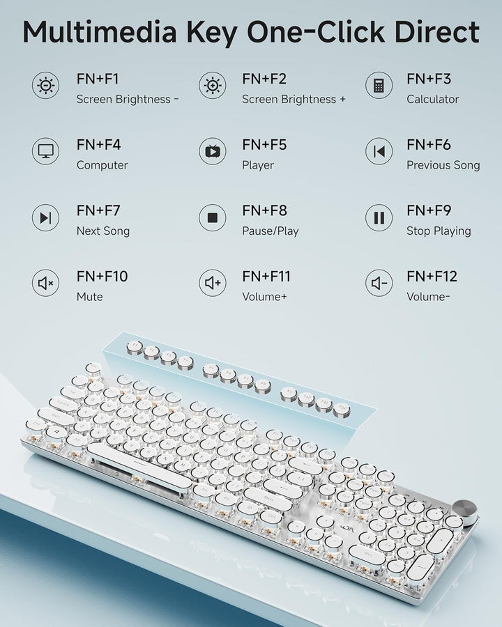 Teclado mecánico estilo máquina de escribir EWEADN, teclados de máq...