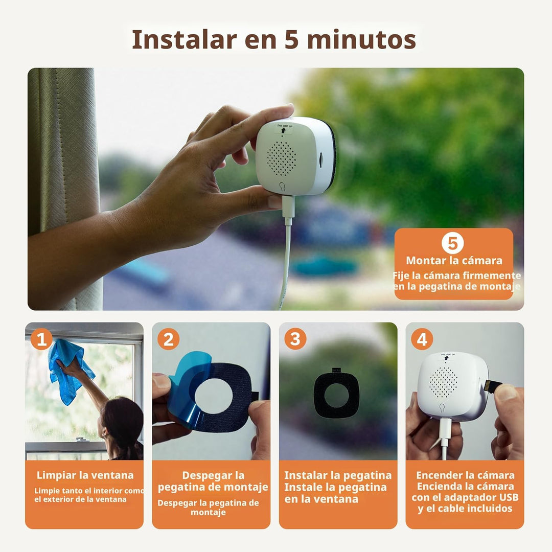 Girafit Cámara de ventana de 3 MP 2K, cámaras de interior WiFi de 2...