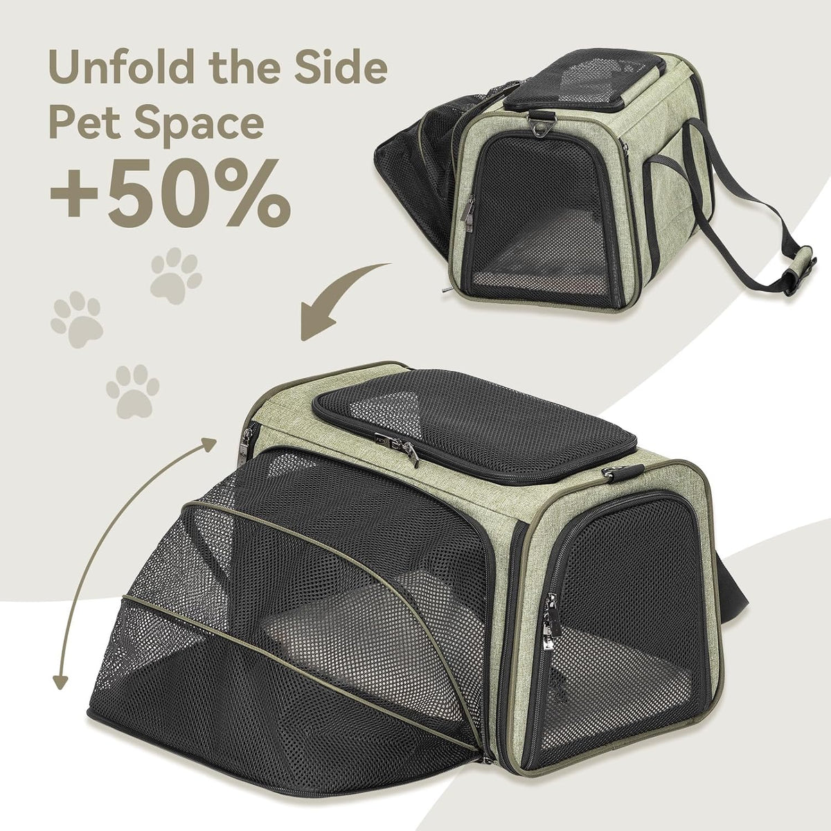 Petsfit Transportador de gatos mediano expandible para viajes aéreos, hasta