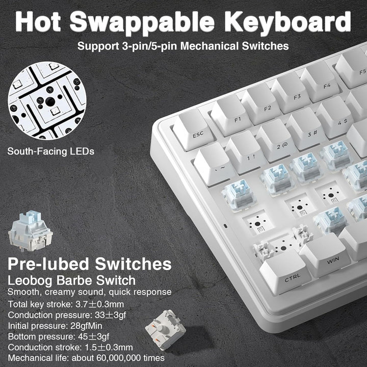 AULA Teclado mecánico inalámbrico F99, triple modo (BT5.0\/2.4GHz\/...