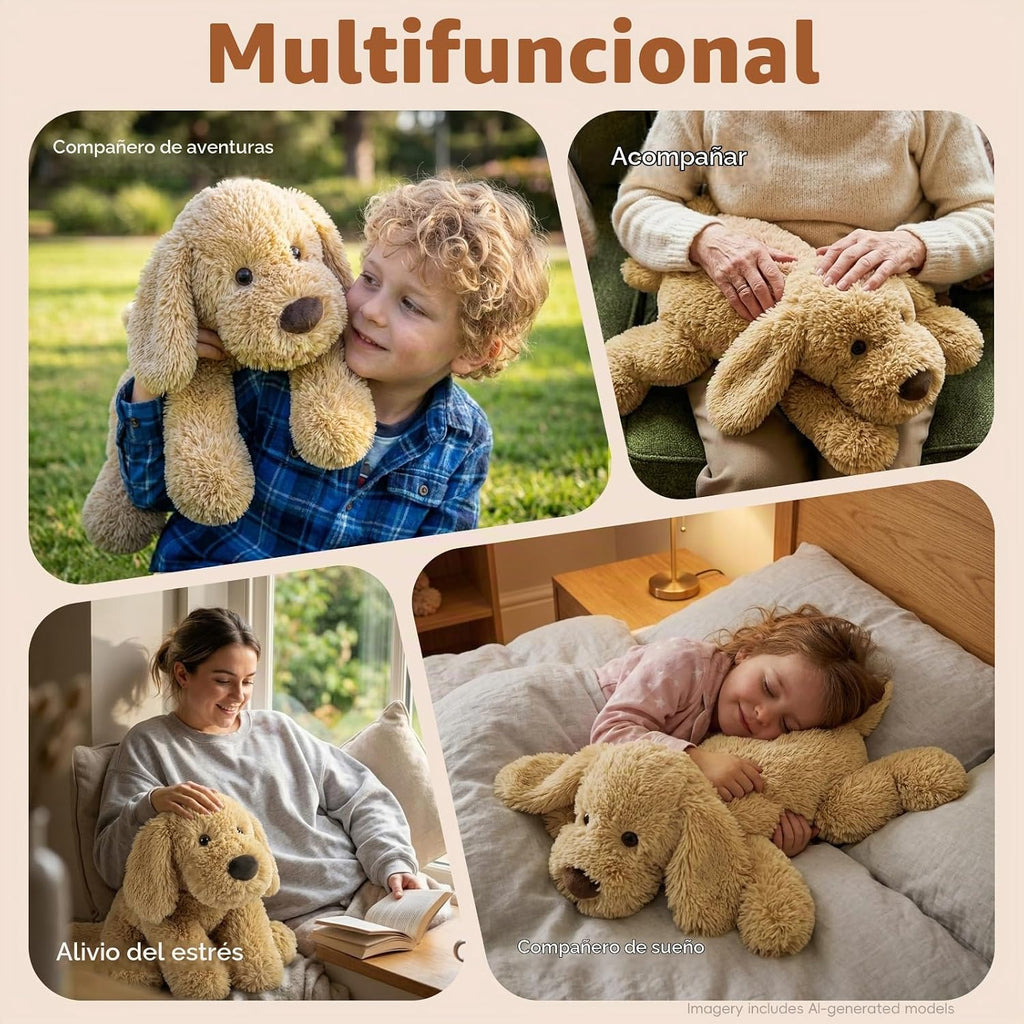Animales de peluche con peso de perro de 24 pulgadas | 4.5 libras para niños y adultos, funda lavable a máquina, animal de peluche apto para microondas sin perfume, peluches con peso calentables y