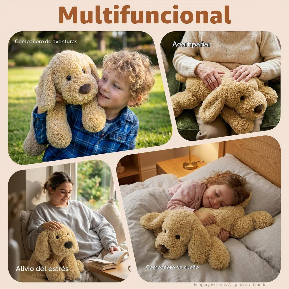 Animales de peluche con peso de perro de 24 pulgadas | 4.5 libras para niños y adultos, funda lavable a máquina, animal de peluche apto para microondas sin perfume, peluches con peso calentables y