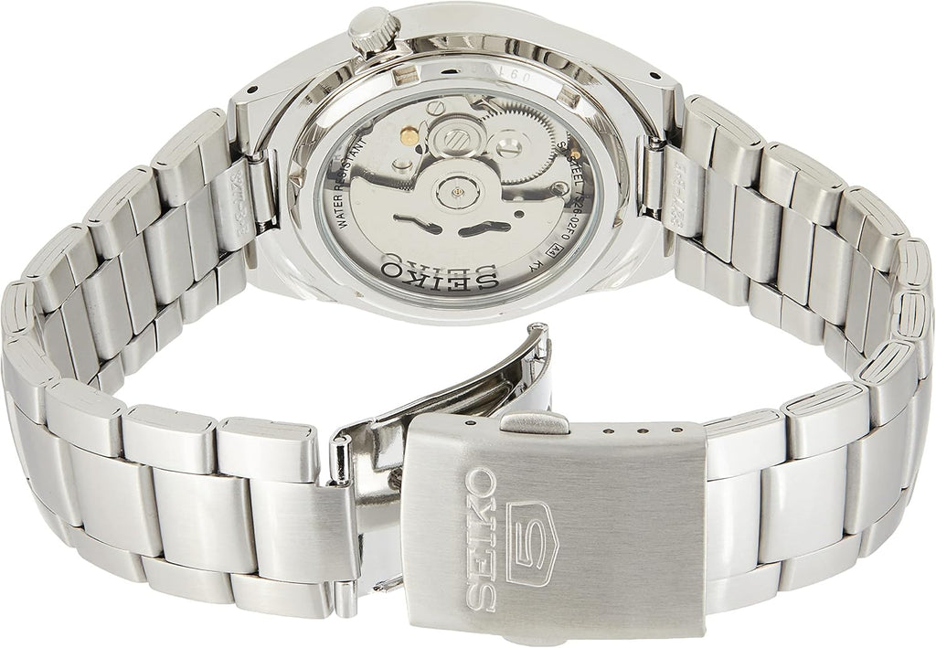 Seiko Reloj casual automático japonés de acero inoxidable de 5' para hombre, color: esfera negra (Modelo: SNK617), Tono-plateado, Reloj automático