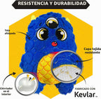 Bite Force - Juguete duradero y fuerte para perros, monstruo Frank Furocious azul con chirriador, costuras reforzadas con Kevlar para masticadores agresivos.