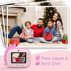 HiMont Cámara para niños, impresión instantánea, cámara digital selfie para niños con papel de impresión y tarjeta de 32G, video de 2.5K y cámara de impresión instantánea con bolígrafos de color para