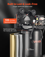VEVOR Compresor de aire de 20 galones, 2HP 6.5SCFM a 90PSI, tanque...