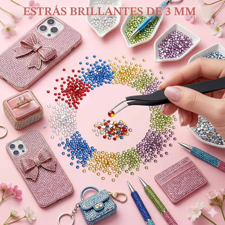 Kit de 80000 piezas de diamantes de imitación de 0.118 pulgadas, 42...