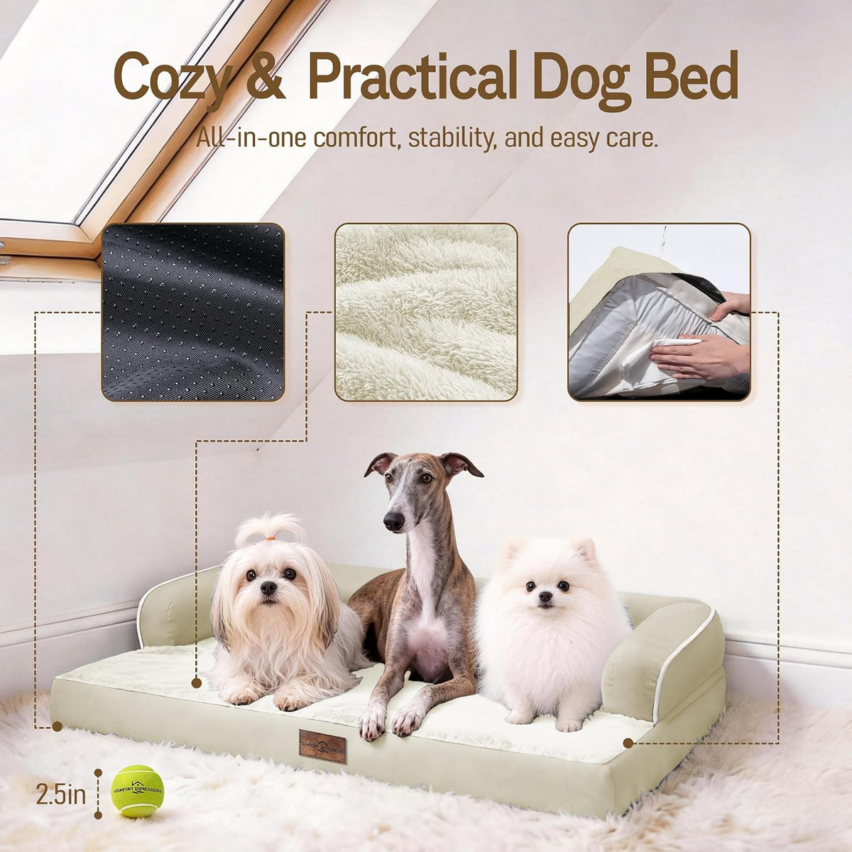 Comfort Expression Cama lavable con cojín para perros medianos a grandes