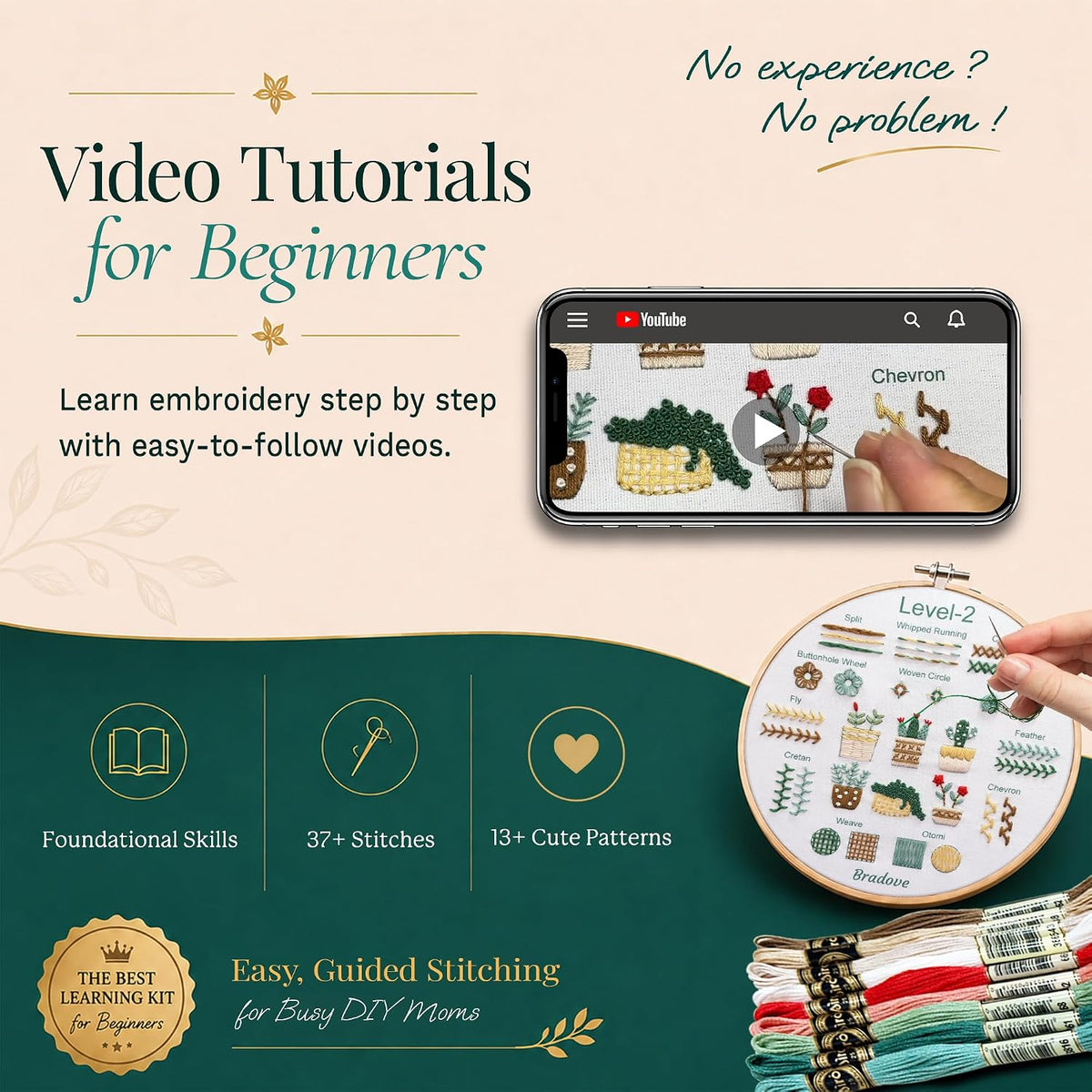 Bradove Beginner Embroidery Kit para Adults y Kids