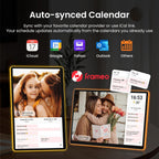 ApoloSign Marco de fotos digital con luz de neón de 14 pulgadas, calendario digital de escritorio, programación de sincronización automática a través de la aplicación Frameo, pantalla táctil FHD de 2 K, LED que cambia de color | Comparte fotos y videos al