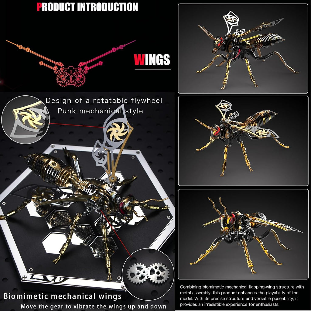 Rompecabezas de metal 3D para adultos, kits de modelo de avispa mecánica, bloques de construcción, avispón gigante del norte, montaje difícil de bricolaje para hombres