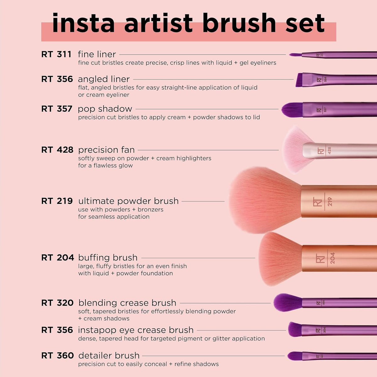 Real Techniques Insta Artist - Kit de brochas para rostro