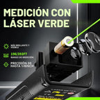 Medidor de Distancia Láser Verde USB-C Recargable Sensor de Ángulo XY en Vivo