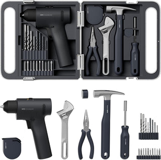 HOTO Kit de herramientas para el hogar de 25 piezas con taladro sin...