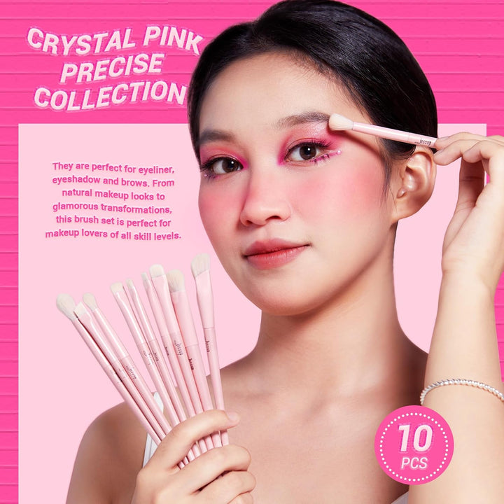 Jessup Juego de brochas para sombra de ojos 10 piezas, brochas de m...