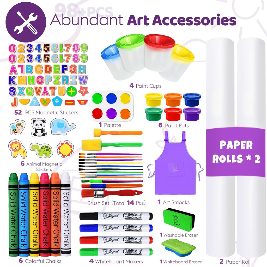 Joyooss Caballete artístico para niños, caballete de madera ajustable para niños pequeños, pizarra blanca y pizarra de tiza para niños, caballete de arte para niños de 2 a 4 años, 4 a 8, 9 a 12 años, caballetes de dibujo