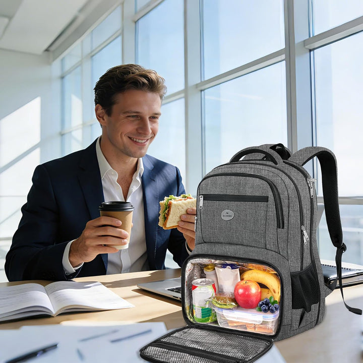 MATEIN Mochila para portátil con lonchera, mochila de trabajo gris...