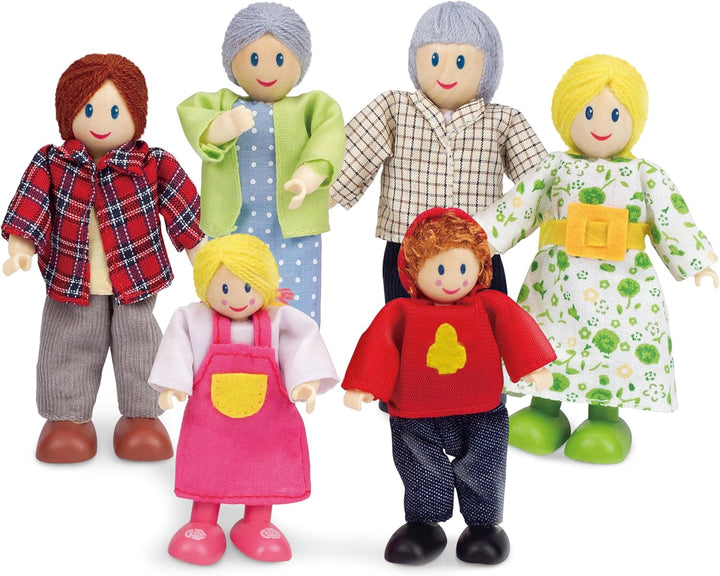 Hape Juego familiar de muñecas caucasianas para casa de muñecas par...