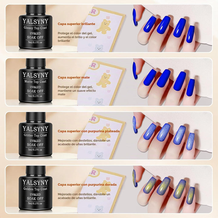 YALSYNY Juego de 60 esmaltes de uñas de gel, 55 colores con capa ba...