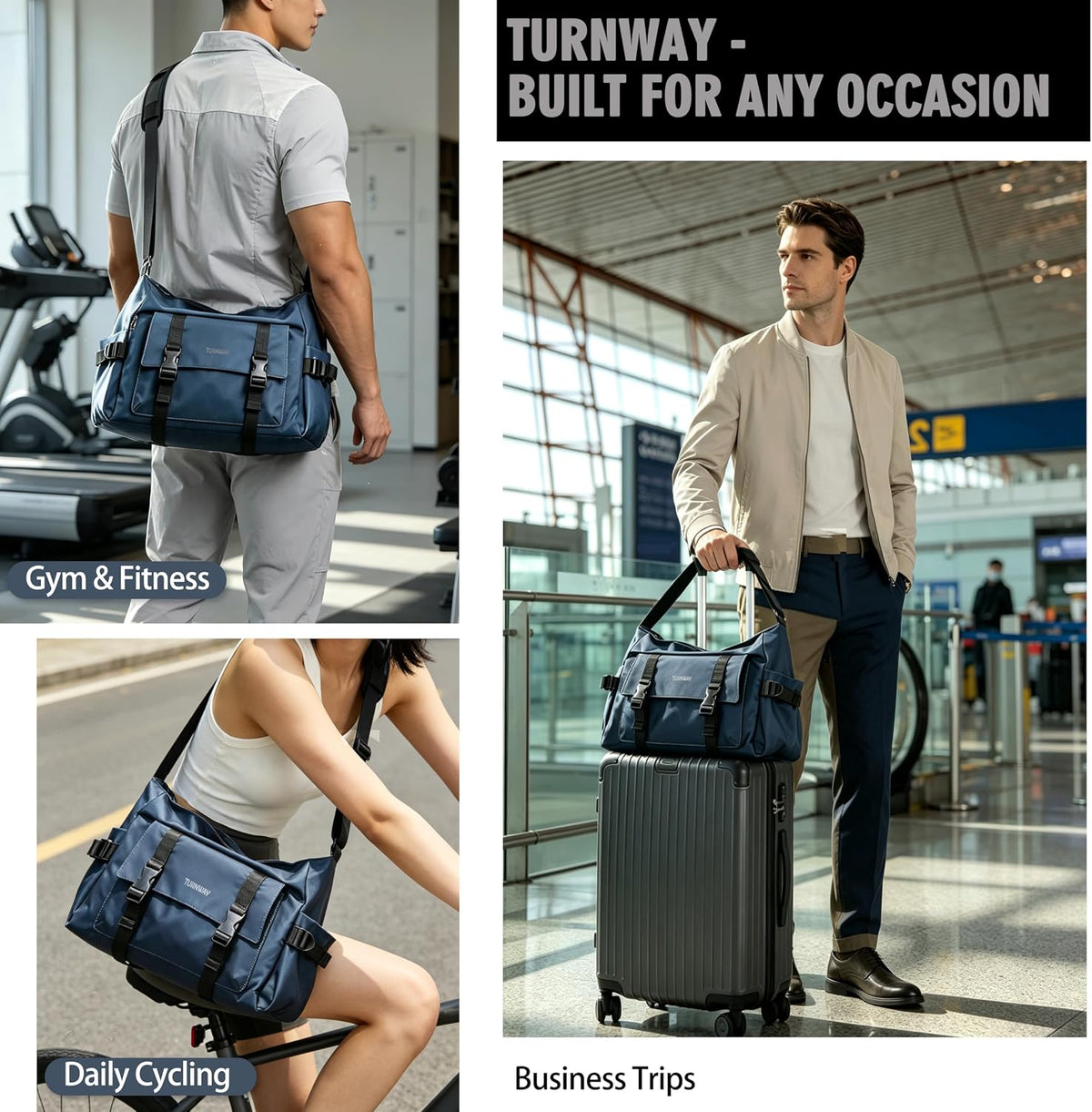 Bolsa de mensajero, bolsa cruzada de gran capacidad para hombres y