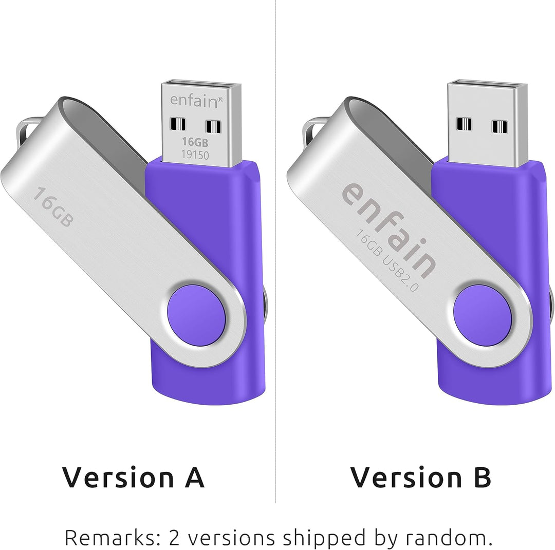 Enfain Paquete de 10 unidades de memoria USB Purple Flash Drive de...