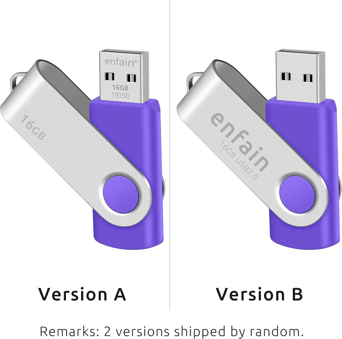 Enfain Paquete de 10 unidades de memoria USB Purple Flash Drive de...