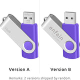 Enfain Paquete de 10 unidades de memoria USB Purple Flash Drive de...