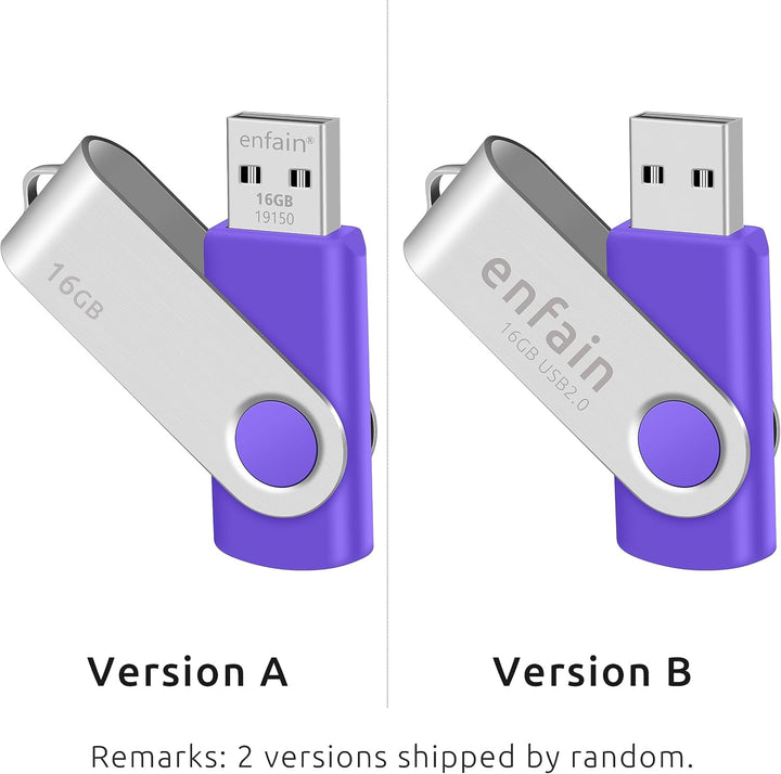 Enfain Paquete de 10 unidades de memoria USB Purple Flash Drive de...