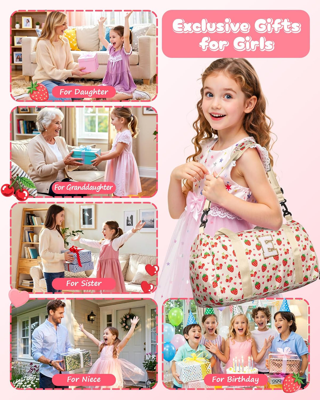 Elilier Regalos para niñas, bolsa de lona inicial para niños, linda...