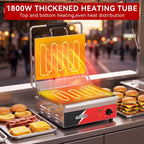CROSSON Parrilla Panini eléctrica comercial plana con certificación ETL de 15 x 11 pulgadas, placa superior con bisagras de nivelación automática Panini Press Sandwitch Maker