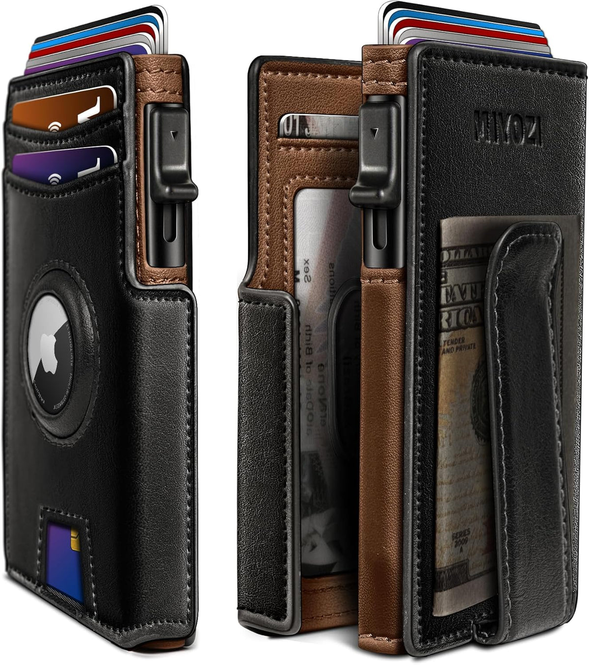 Miyozi - Billetera Airtag para hombre, con clip de dinero, estuche...
