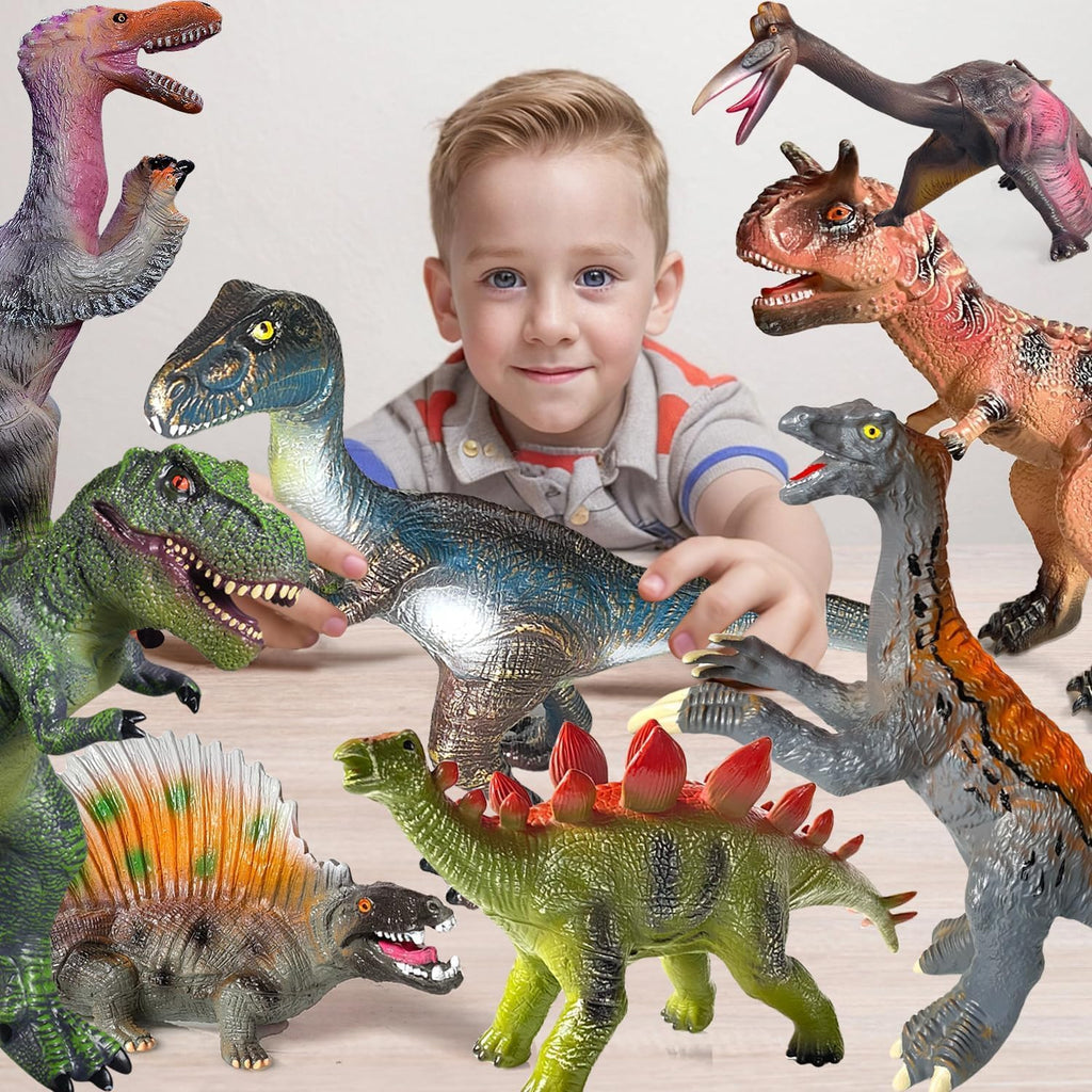 Gzsbaby 8 juguetes de dinosaurio jumbo para niños pequeños de 3 a 5 a 7 años, recuerdos perfectos de fiesta de dinosaurios, regalos de cumpleaños