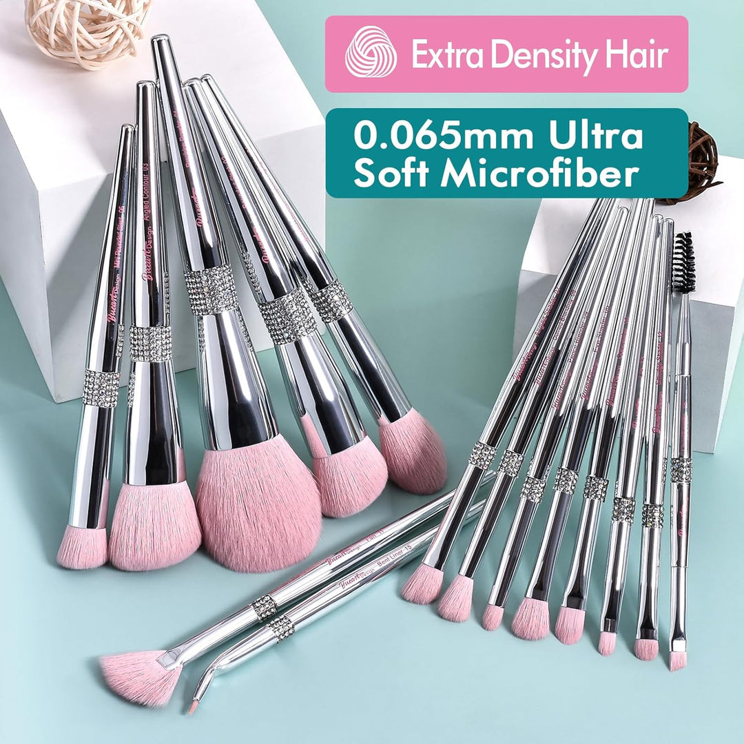 Bueart Design Juego elegante de brochas de maquillaje rosa pálido u...